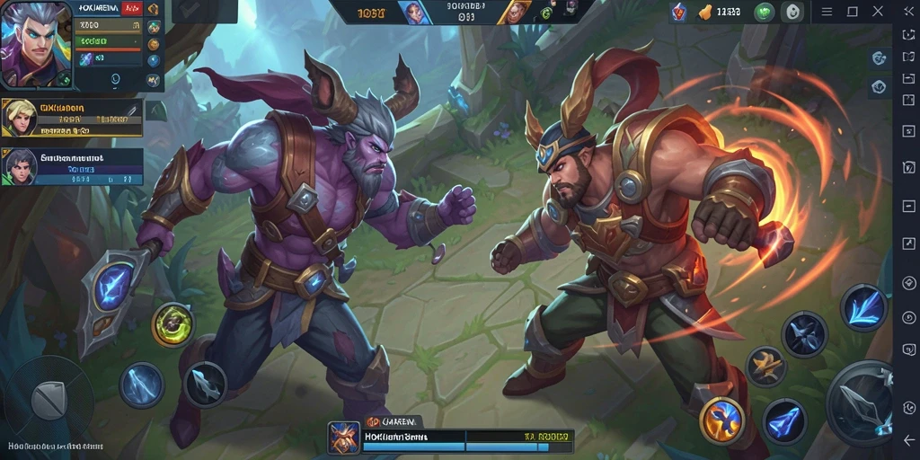 Tangkapan layar HOKIARENA menampilkan aksi seru dalam pertandingan MOBA.