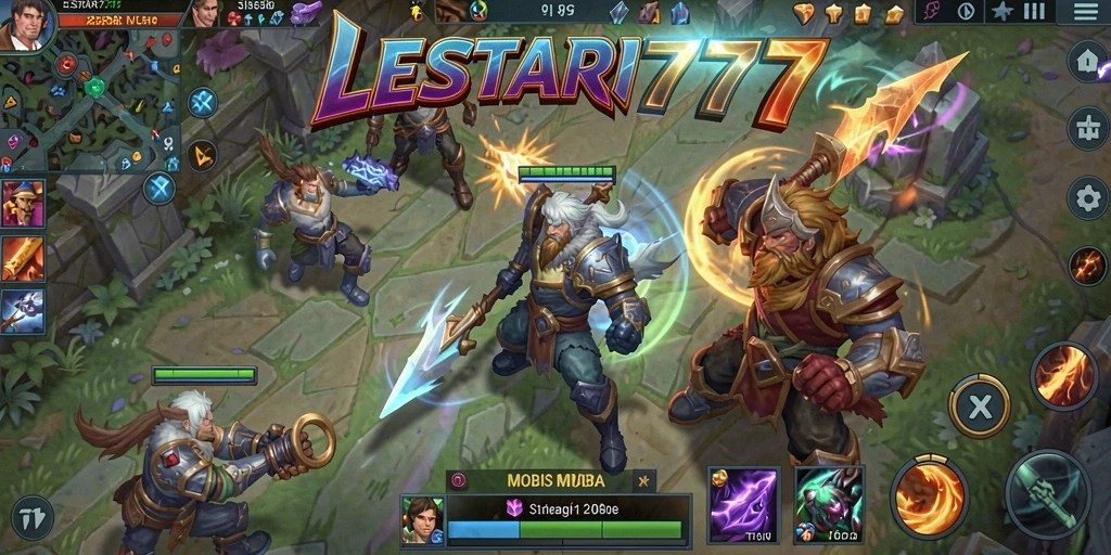 Tampilan gameplay menarik dari LESTARI777 dengan aksi MOBA yang seru.