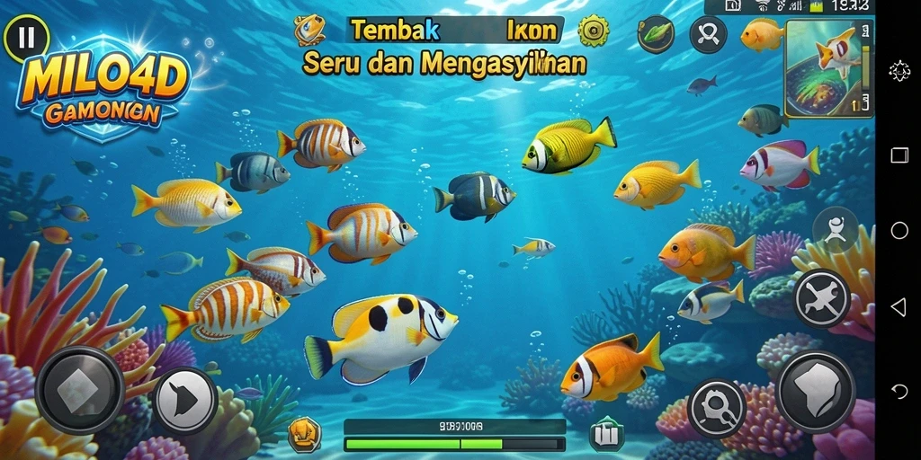 Tampilan gameplay menarik dari MILO4D saat menembak ikan.