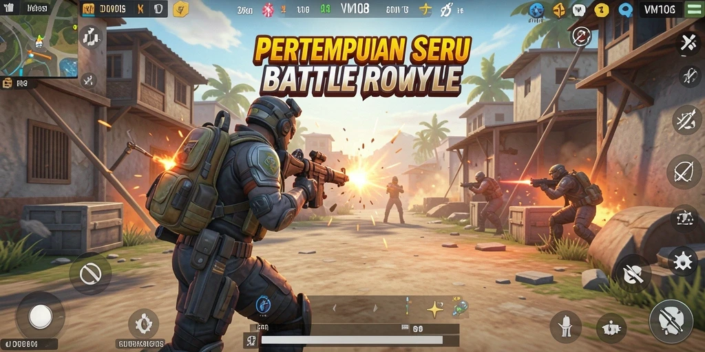 Gameplay seru dan mendebarkan dalam pertempuran Battle Royale.
