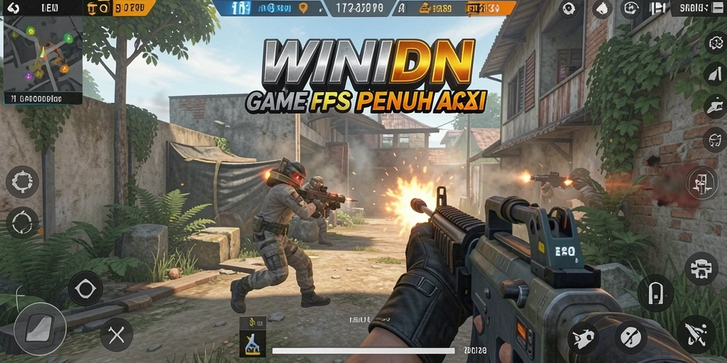 Screenshot gameplay WINIDN menampilkan aksi menembak mendebarkan.